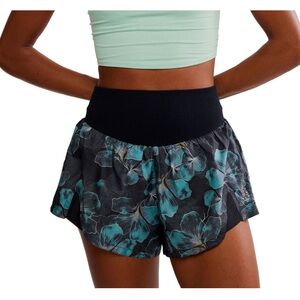 Free People Carpe Diem Floral Black and Teal Women's Shorts